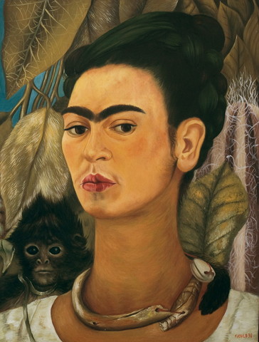 Frida Kahlo creates self portrait