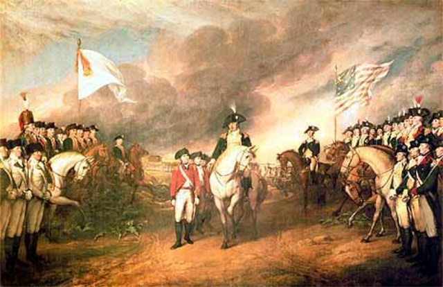 Lord Cornwallis surrenders at Yorktown