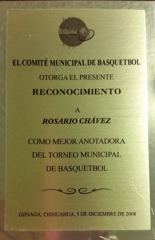 Mejor anotadora del torneo Municipal de básquet bol