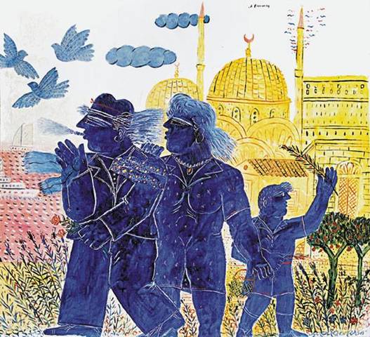 Η οικογένεια Φασιανού έξω από την Αγία Σοφία