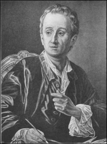 Denis Diderot publishes the first volumes of his Encyclopedia