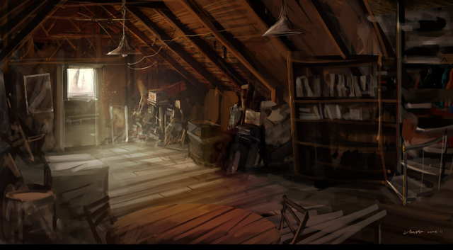 Nore goes into the shack.