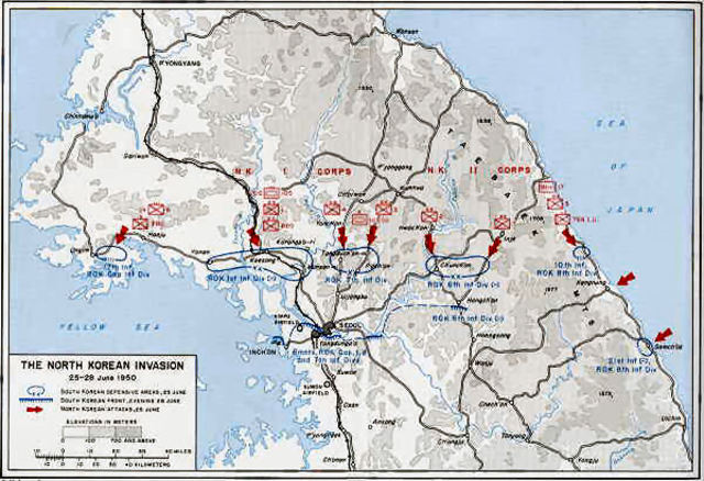 North Korea invades South Korea