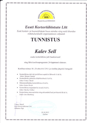 Korteriühistu juhi baaskursus.