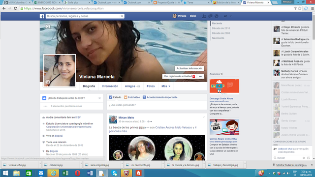 Cree mi perfil de facebook.