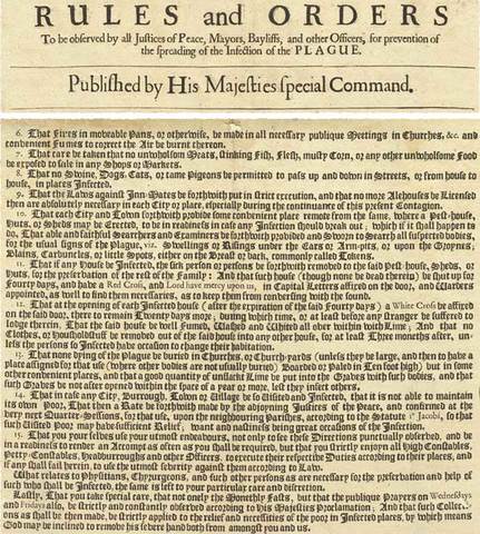 His Majesties Rules and Orders on Dealing with the Plague