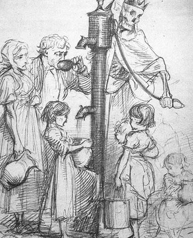 Death's Dispensary; English magazine articles publication that shows Chlora is transmitted through the water supply