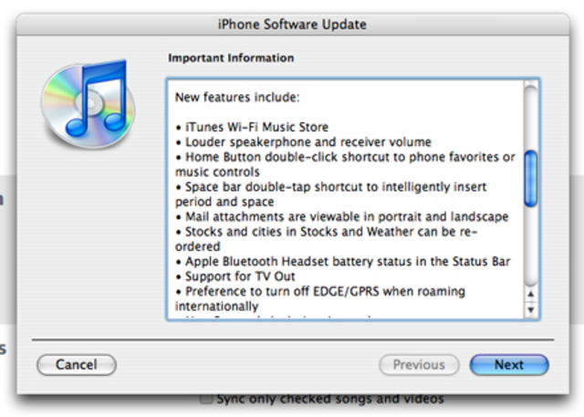 iPhone Firmware 1.1.1 (iTunes Store)