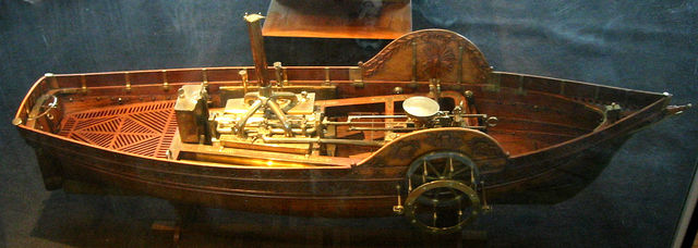 Marquis de Jouffroy d'Abbans develops the first steampowered ship (picture is of a model created in 1784)