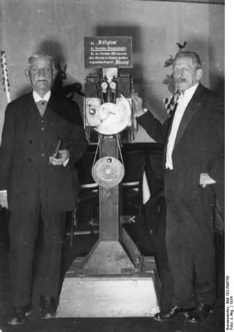 Demonstration of The Bioscop by Emil and Max Skladanowsky in Berlin