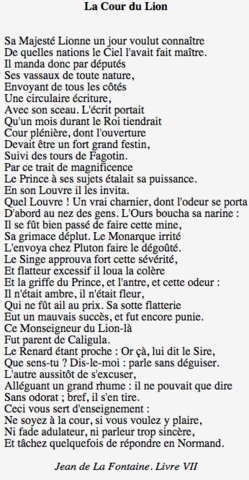 "La Cour du Lion" by Jean de la Fontaine