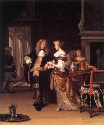 Elegant Couple in an Interior by Eglon van der Neer, Dutch