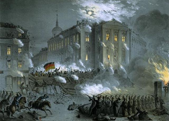 Insurrection: Printemps des Peuples, Nuit du 18 au 19 mars 1848 à Berlin (Combats de barricades sur Alexanderplatz dans la nuit du 18 au 19 mars 1848)