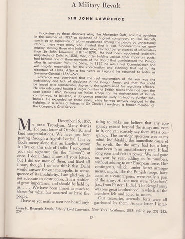 The Indian "Mutiny" of 1857