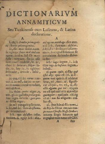 Dictionarium Annamiticum Lusitanum et Latinum