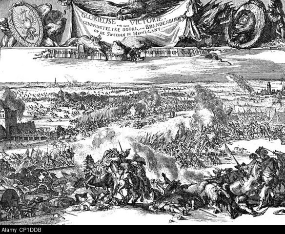 Dutch engraving of the Battle of Fehrbellin