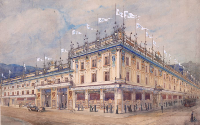 "Magasins Reunis d'Epinal, vue perspective" by Joseph Hornecher, 1902