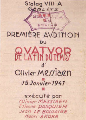 Quatour Pour La Fin du Temps By Olivier Messiaen