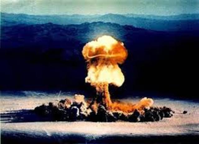 The explosion of an atomic bomb