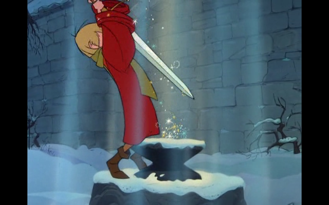 Arthur pulls the sword from the stone