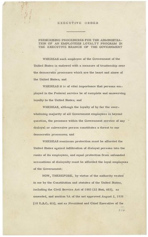 President Truman Creates Loyalty Plan
