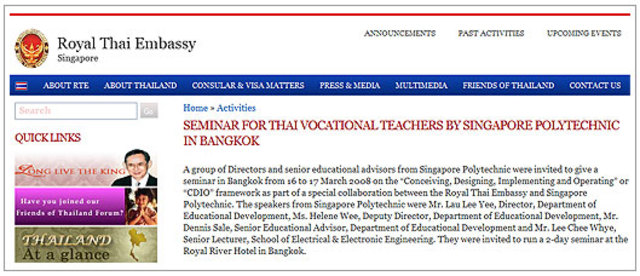 SP Invited by the Thai Government to share on CDIO