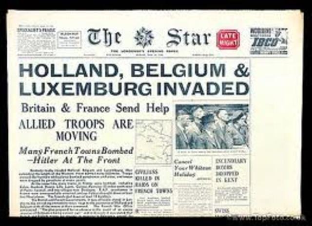 Germany invades the Netherlands, Belgium, and Luxembourg