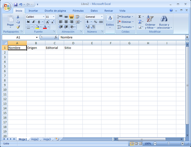 Hoja de cálculo