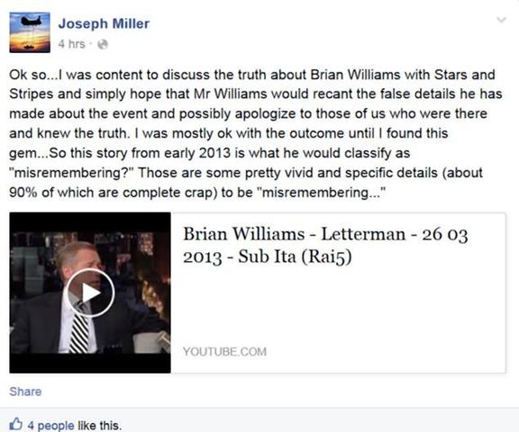 Soldiers Respond on Williams Facebook