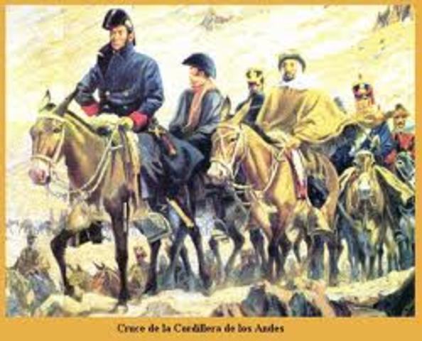 Liberó Chile y empezó a cruzar la Cordillera de los Andes