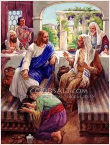 Jesus anointed by the sister of Lazarus