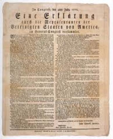 Unabhängigkeitserklärung der 13 englischsprachigen Kolonien in Amerika