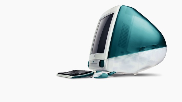 First iMac, an all in one computer, reminiscent of the Machintosh, introduced