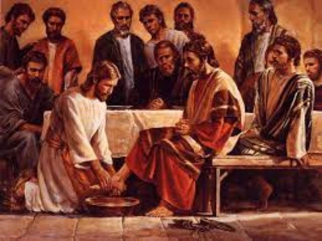 Jesus washed the disciples feet.