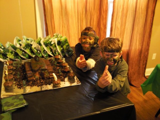 My cousins army party.