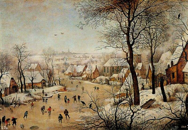 Brueghel el joven Paisaje invernal con una trampa para pájaros