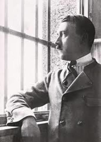 Hitler is sentenced to five years in prison for treason.