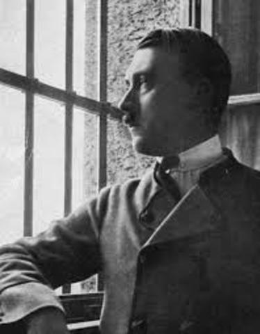 Hitler is sentenced to five years in prison for treason.