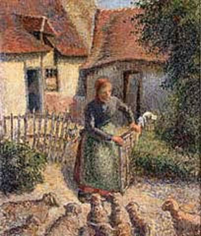 Shepherdess Bringing in Sheep- Camille Pissarro