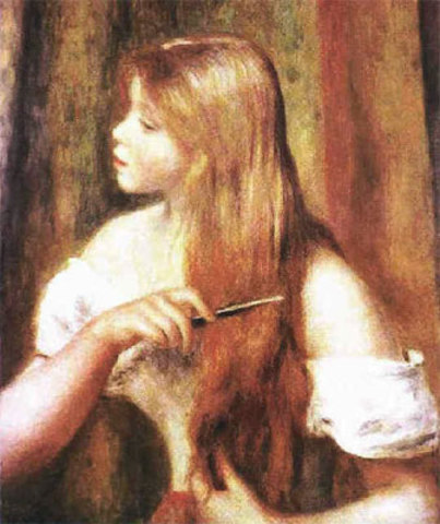 Young Girl Combing her Hair- Pierre-Auguste Renoir