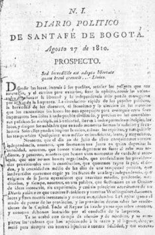 Primera edición del Diario Político de Santafé