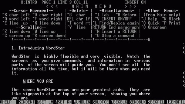 Word processor wordstar