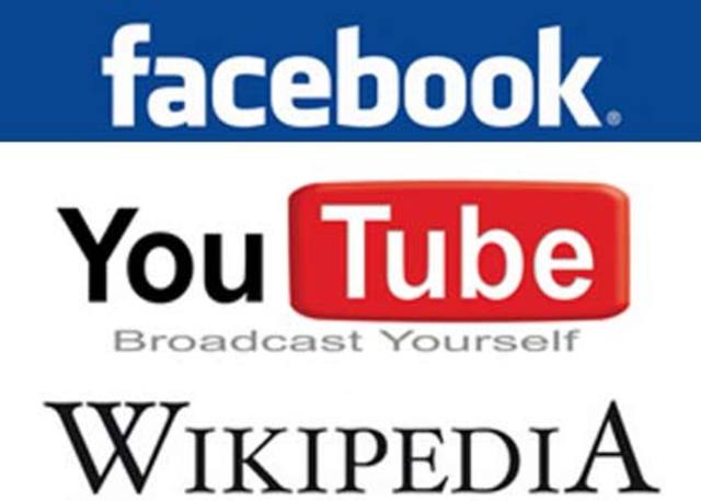 Wikipedia, Facebook, YouTube