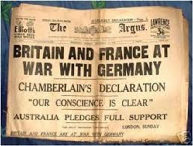 Britain and France decalre war on Germany