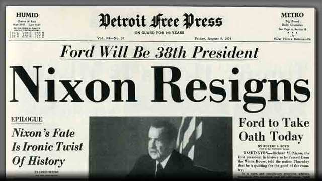 President Richard Nixon resigns