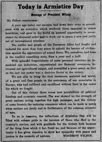 Armistice Day (End of World War 1)