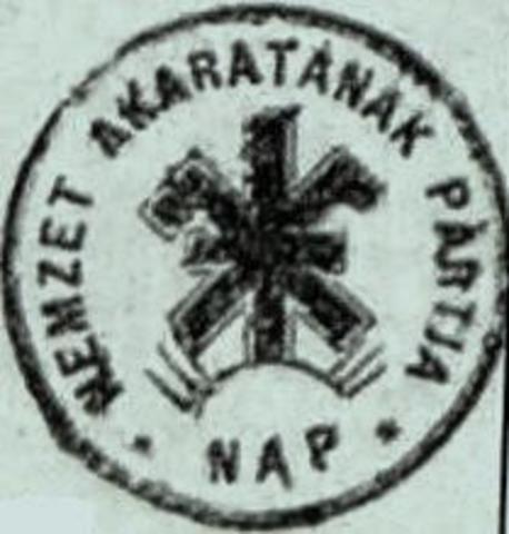 A Nemzeti Akarat Pártjának megalapítása (a későbbi Nyilaskeresztes Párt)