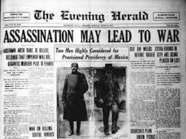 Franz Ferdinand  asassinated in Sarajevo