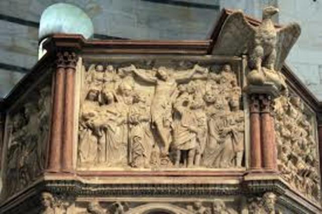 The pulpit in the cathedral of Pisa by Pisano, Italian