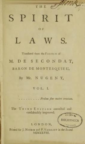 Montesquieu published The Spirit of the Laws